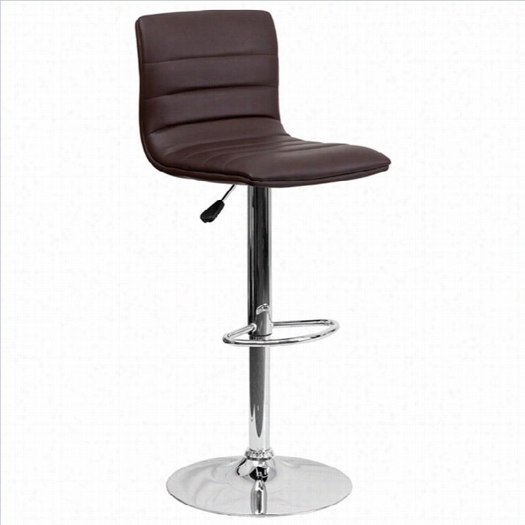 Flash Furniture 25 To 33 Striped Bar Stool In Brown With Chrome Base