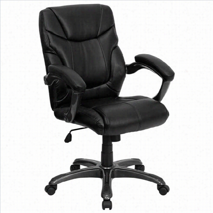 Flash Furniture Mid-back Leather Overstuffed Office Chair In Black