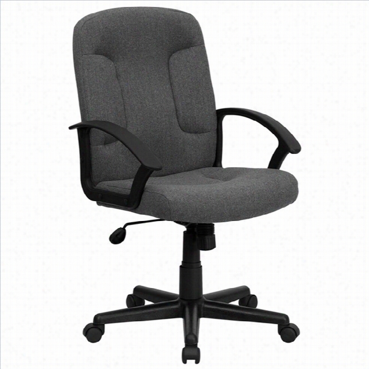 Flash Furniture Mid Back Office Chair Wwith Nylon Arms In Gray