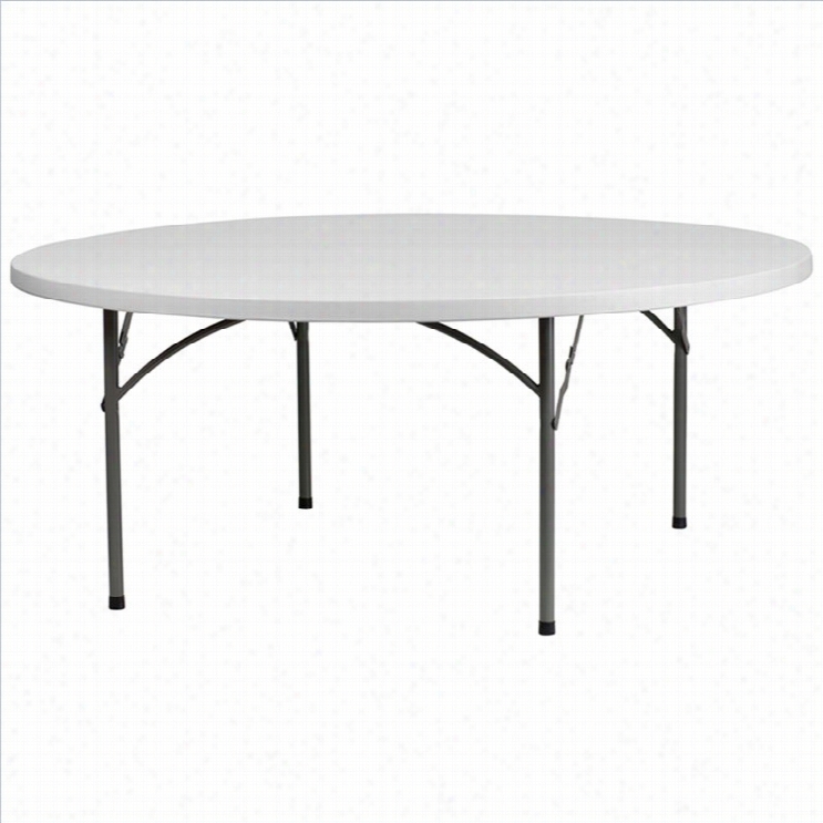 Flash Furniture Round Granite Plasgic Folding Table In Wuite