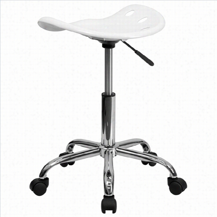 Flash Furniture Vibran  Chrome Adjustable Bar Stool In White