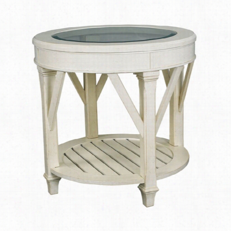 Hammary Promenade Round End Table In Antique Linen