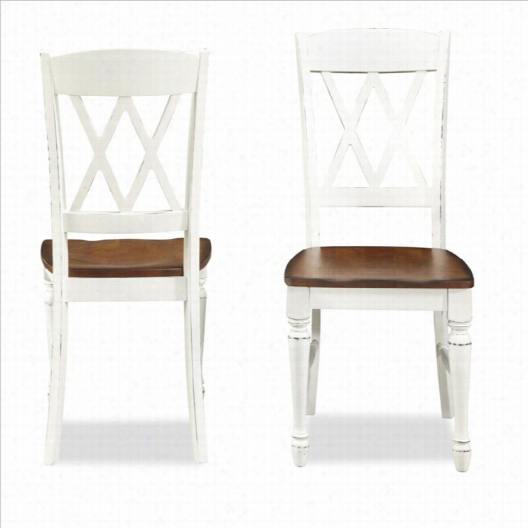 Home Styles Monarch Double X-back Dining Chair In White And Oak (set Of 2)