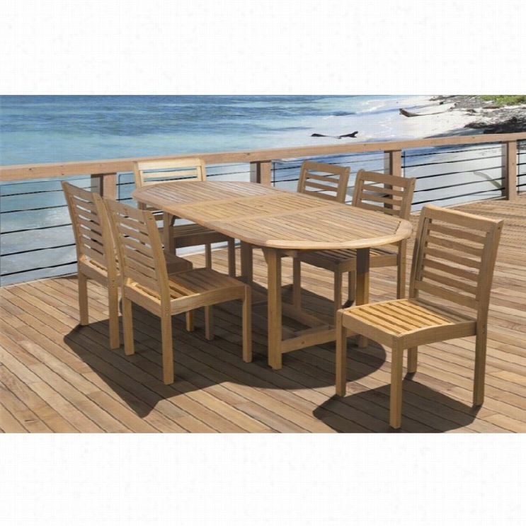 International Fireside Eucalyptus 7 Piece Wood Patio Dining Set