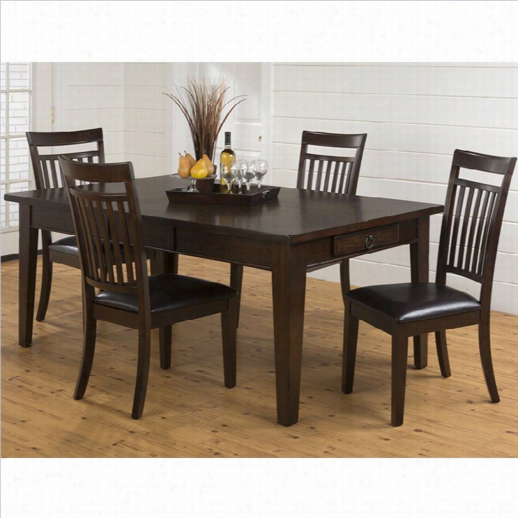 Jofran 981 Series Dining Table With Leaf And Drawdrs In Legacy Oak