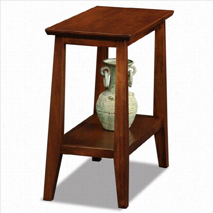 Leick Edlton Narrow Chairside Solid Wood End Table In Sienna