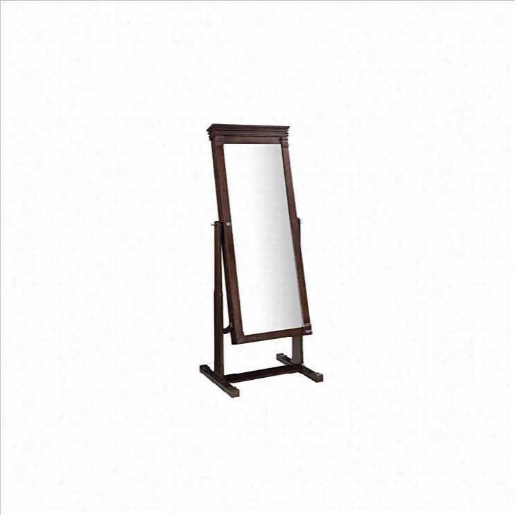 Linon Angela Cheval Mirror In Walnut