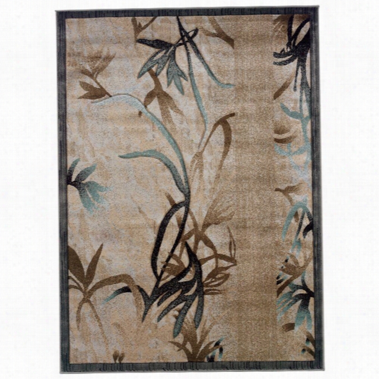 Linon Milan 8'  X10 '3 Rug In Beige And Aqua