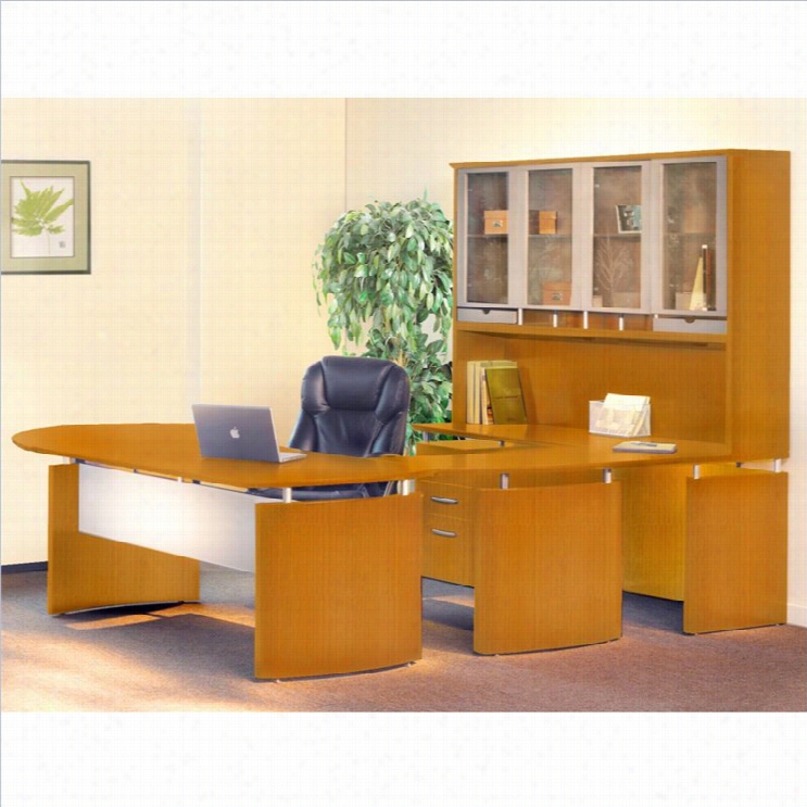 Mayline Napoli 72 Wood Left Hand U-shaped Desk In Golden Cehrry