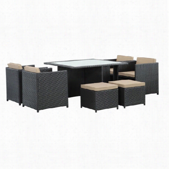 Moodway Inverse  9 Piecce Outdoor Dining Set In Espresso And Mocha