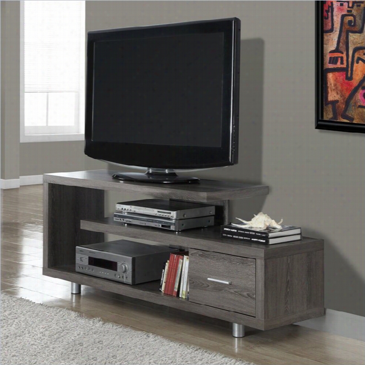 Monarch 60 Hhollow-core Tvconsole In Dark Taupe