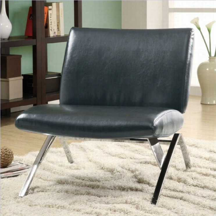 Monarch Modern Faux Leather Accent Chair In Black
