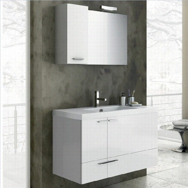 Nameek's New Space 40 Wall Mounted Single Bathroom Vanity St In Glossy White
