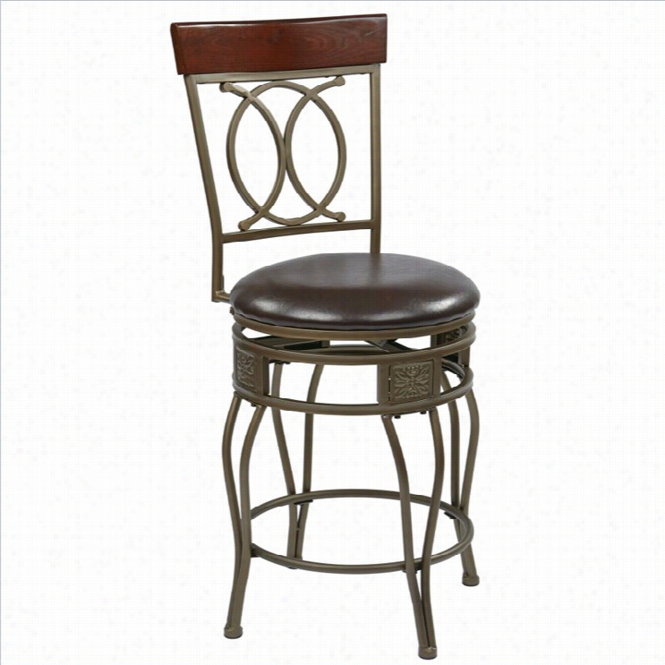 Offie Star Cosmo 24 Metal Swivel Counger Stool In Eslresso