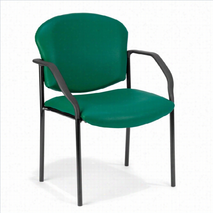 Ofm Manor Series Anti-bacterial Receotion Chair Iwth Arms In Teal