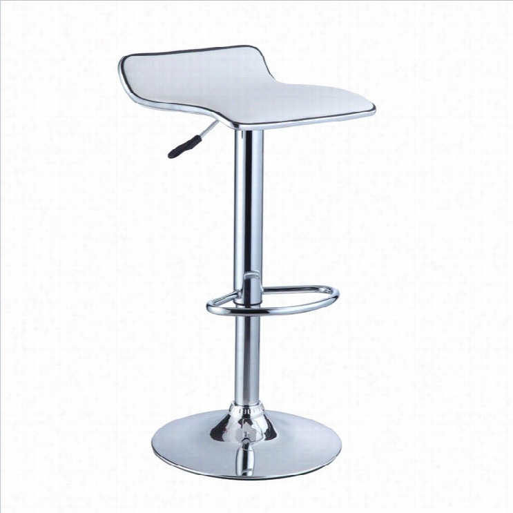 Powell 26-34.25 Adjustable Bar Stool In White And Chrome (sey Of 2)