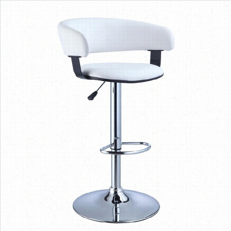 Powell Furniture Bar And Game Ro0m 34.63-41 Adjustable Bar Stool In White And Chrome