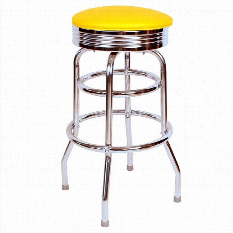 Richardson Seating  Retro 1950s 30 Bakless Swivel Bqr Stool In Yellow