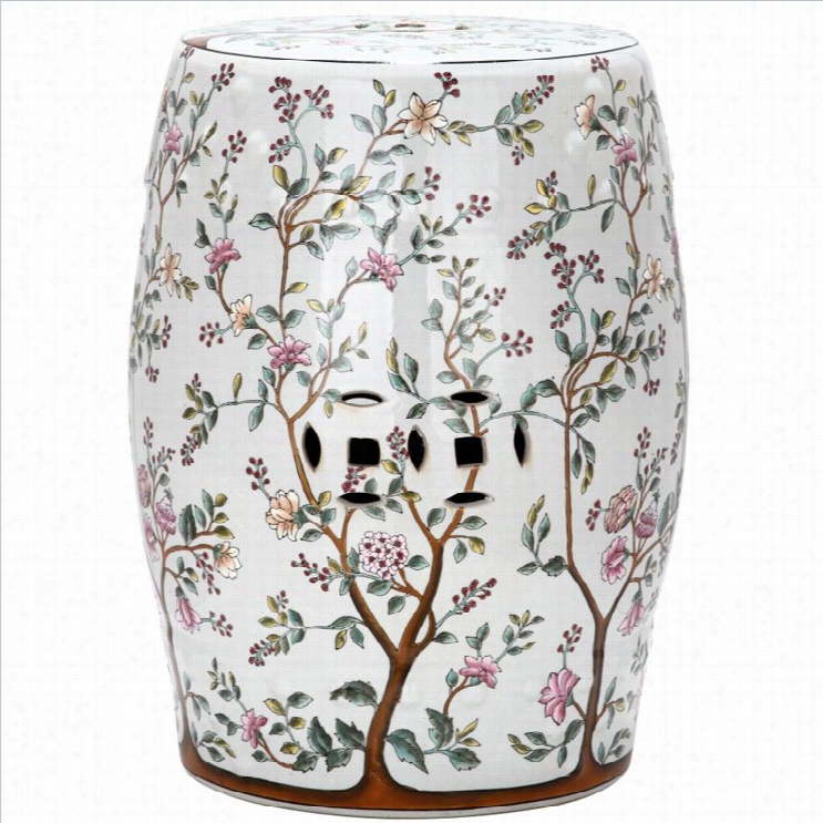 Safavieh Ceramic Blooming Tree Garden Stool With Flower Tree Pattern