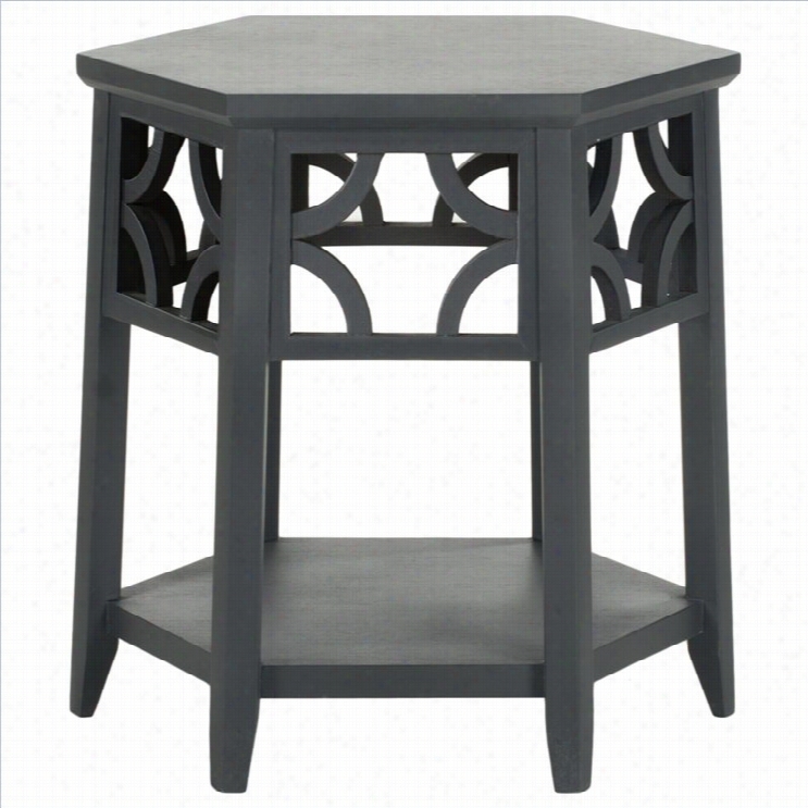 Safavieh Connor Bayur Wood Hexagon End Table In Charcoal G Rsy