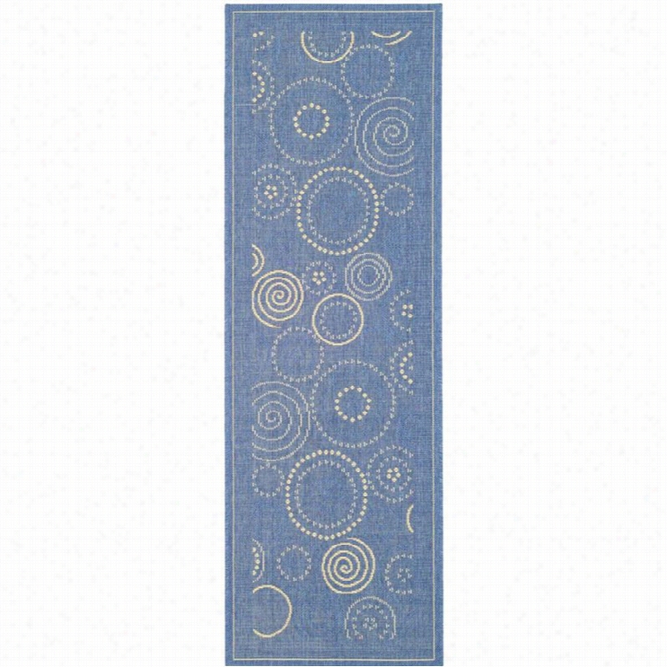 Safavieh Courtyardd Blue Indoor Outdoor Rug - Runnet 2' 4x 12'