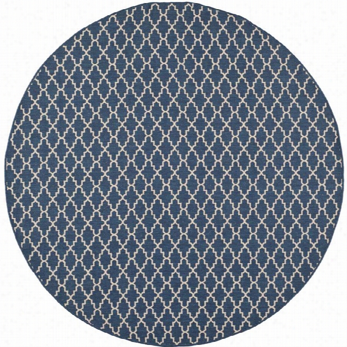 Safavieh Courtard Navy Indoor Outdoor Rug - Round4'