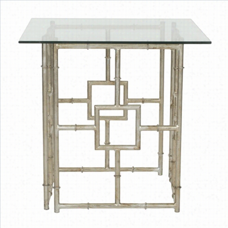 Safavieh Dermot Iron And Glass Accent Table In Silver