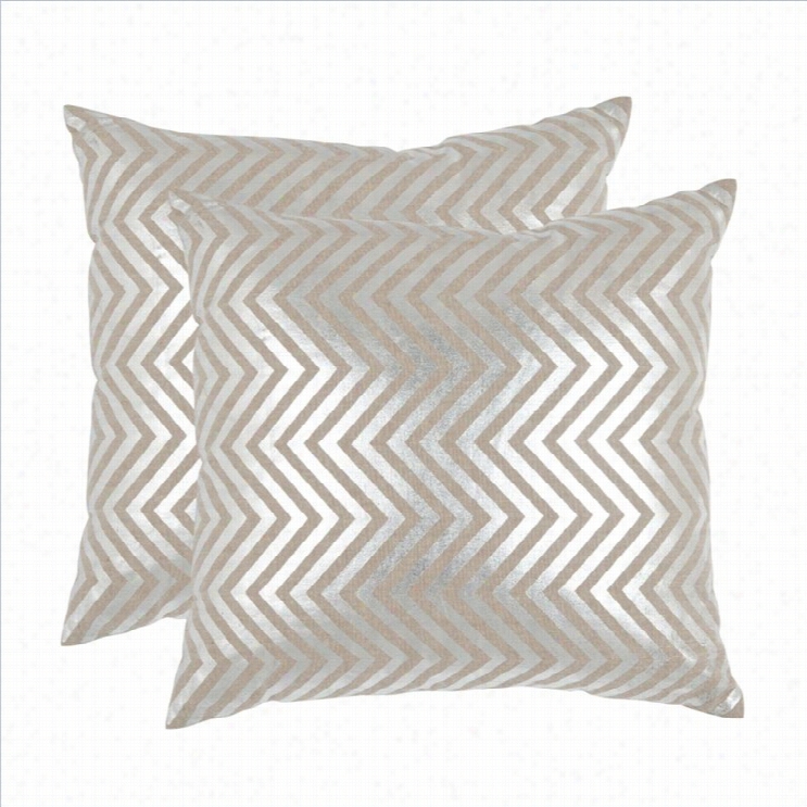 Safavieh Elle  Illow 22-inch Decorative Pillows In Silver (regulate Of 2)