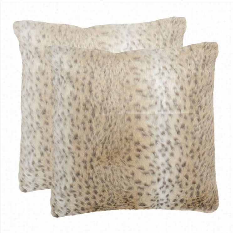 Safavieh Snow Leopa Rd 18 Decorative Pillow In Off White (set Of 2)