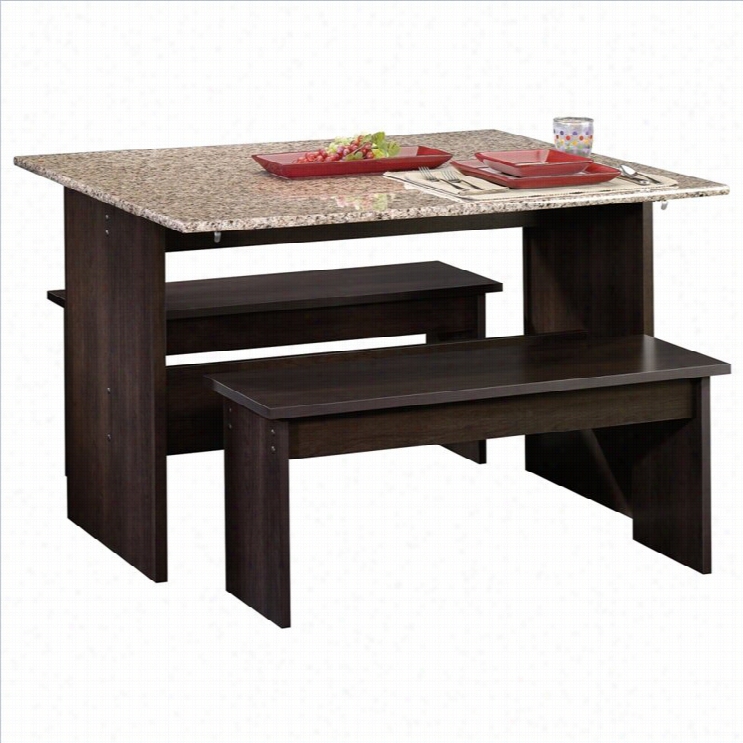 Saudr Beginnings Table With Benches Cnc In Cinnamon Cherry