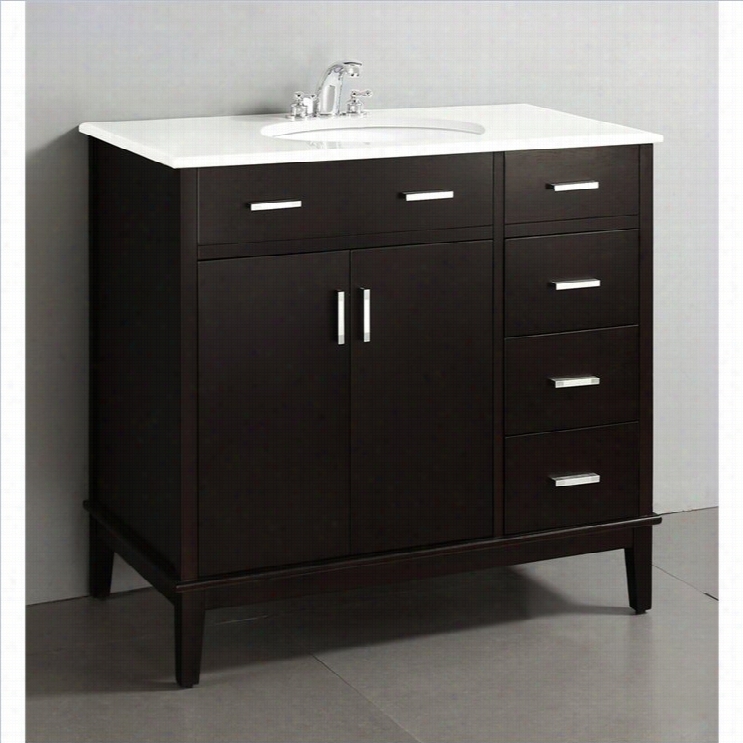 Simpli Home Urban Lof T37 Bath Vanity With Quartz Marble Top In  Brown