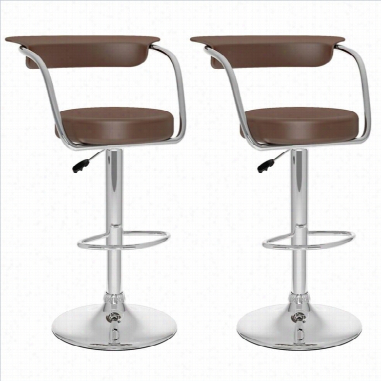 Sonax  Corlivin 33 Open Back Adjustable Bar Stool In Brown (set Of 2)