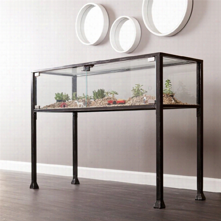 Southern Enterprises Terrarium Disolay Consol In Black And Silver