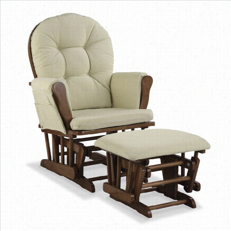 Stork Craft Hoop Habit  Glider And Ottoman In Dove Brown And Geen