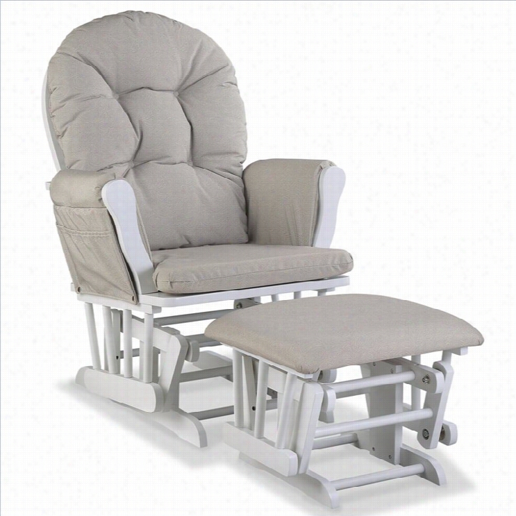 Stoork Crraft Hop Customm Glider And Ottoman In White And Taupe Swirl