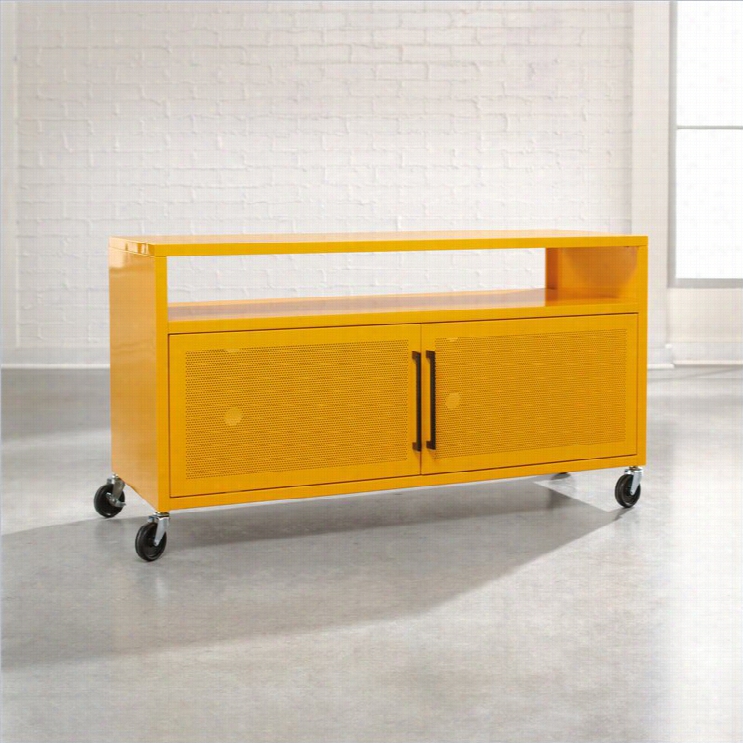 Studio Rta Soft Modern Tv Cart In Yellow Saffron