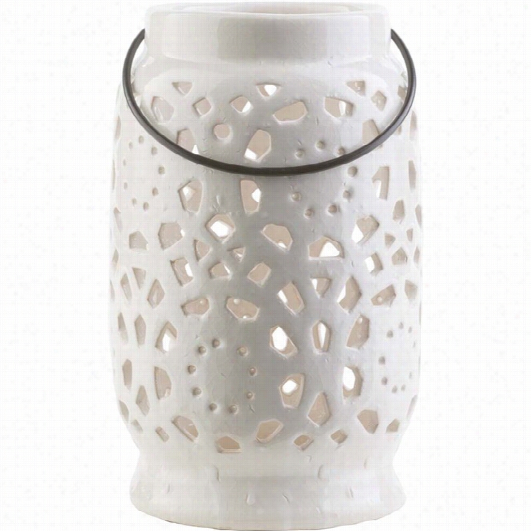 Suryaavery 9.4 X 5.7 Ceramic Lantern In Glossy White