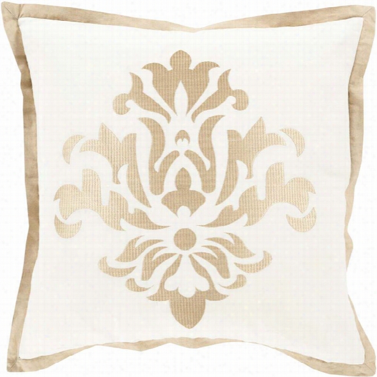 Surya Cosette Down Fil 18 Square Pillow In Beige And Ivory