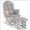 Stork Craft Hoop Custom Glider and Ottoman in White and Taupe Swirl