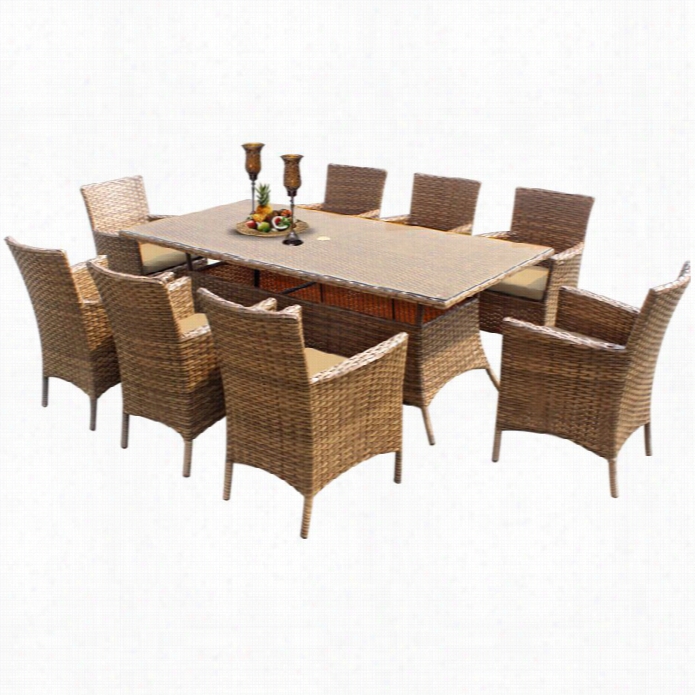 Tkc Laguna 9  Piece Wicker Patio Dining Set In Sesame