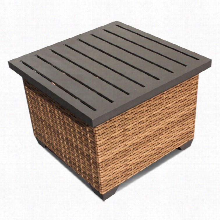 Tkc Laguna Patio Wicker End Table In Caramel