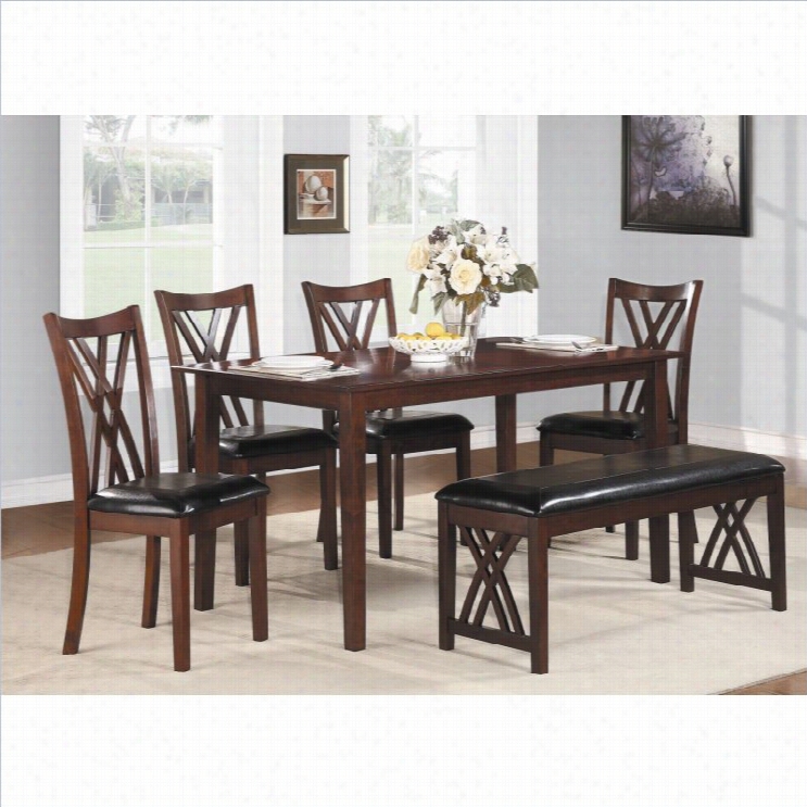 Trent Home Brooksvlile 6 Piece Dinette Table Set In Waarm Cherry