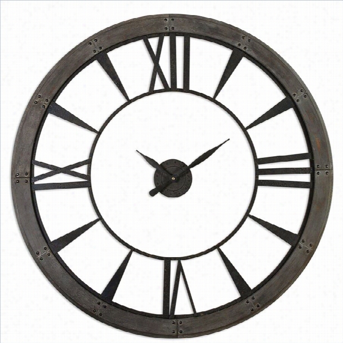 Uttermost Ronan 60 Inch Wall Clock In Dark Rustic Bronze