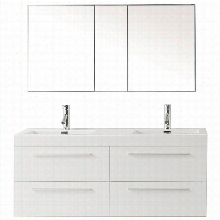 Virtu Usa Finley 54 Polymarble Double Bathroom Vanity Set In Glossy White