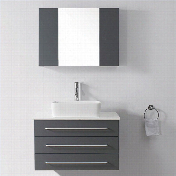 Virtu Usa Ivy 33 White Face With ~ Single Bathroo M Vanity Cabinet Set In Hoary