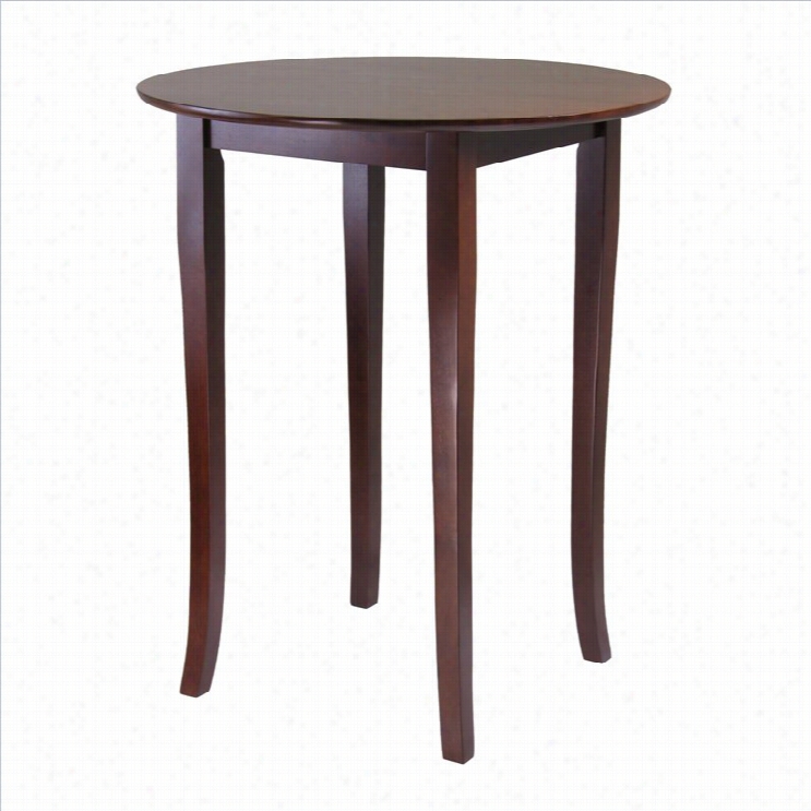 Winsome Fiona Round High/puub Table In Antique Walnut Finish