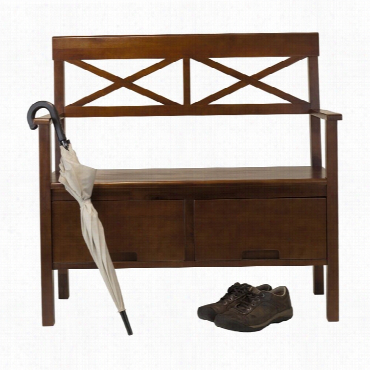 Winsome Maddelyn Bench High Back In The Opinion Of 2 Drawers In Antique Walnut