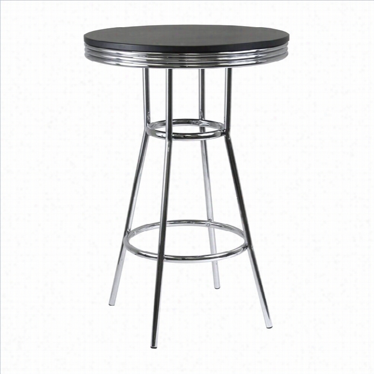 Winsome Summit 30 Round Pub Table In Black/ Metal Finish