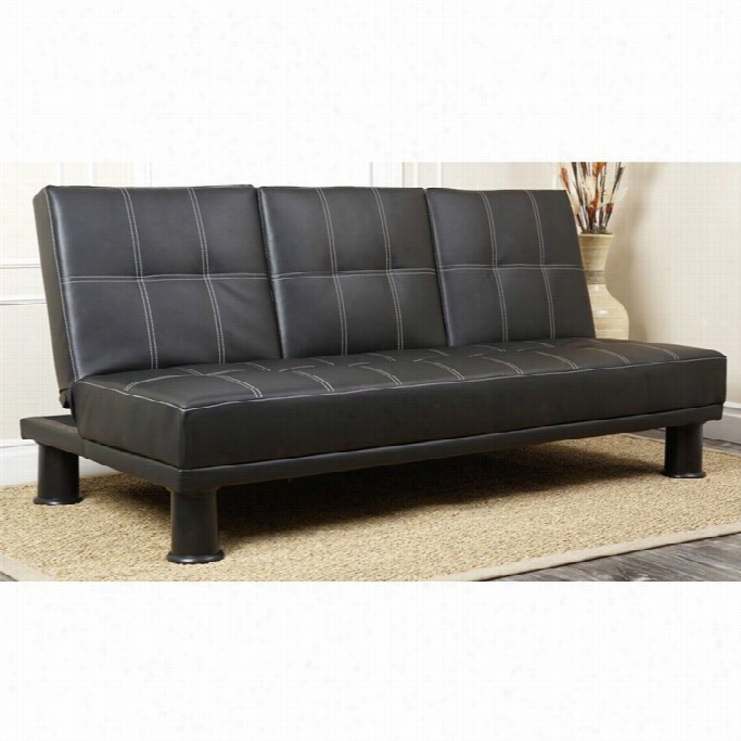 Abbyson Living Las Vegas Leeather Con Vertible Sofa In Black