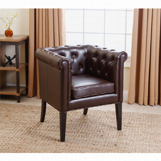 Abbyson Living Phoebe Leather Dining Chair In Dark Brown